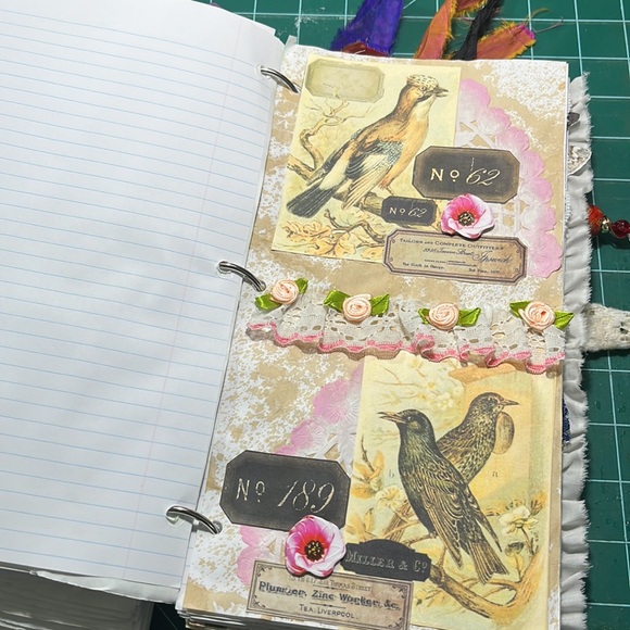 Pink "Hey Diddle Diddle" Junk Journal with Gems and Black Lace Trim - Picture 12 of 12